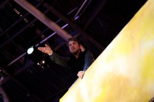 StoneCrabs co-artistic director Franko Figueiredo during technical rehearsals for The Burial by Bola Agbaje, 2013